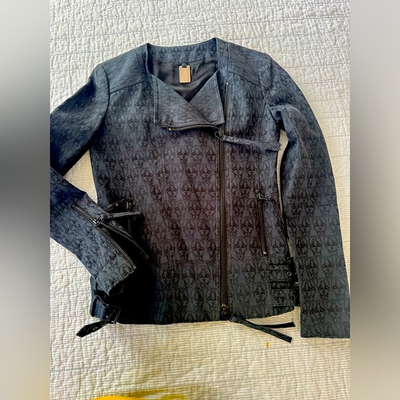 Thomas Wylde Cotton Motorcycle Style Jacket With All Over Skull Design Sz S - Picture 1 of 11
